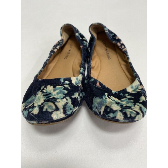 Lucky Brand Emmie Floral Velvet Ballet Flats Women's 9W Navy Cottagecore Boho - Picture 7 of 7